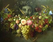 Eloise Harriet Stannard Garland of Fruits and Flowers, painted by Eloise Harriet Stannard France oil painting artist